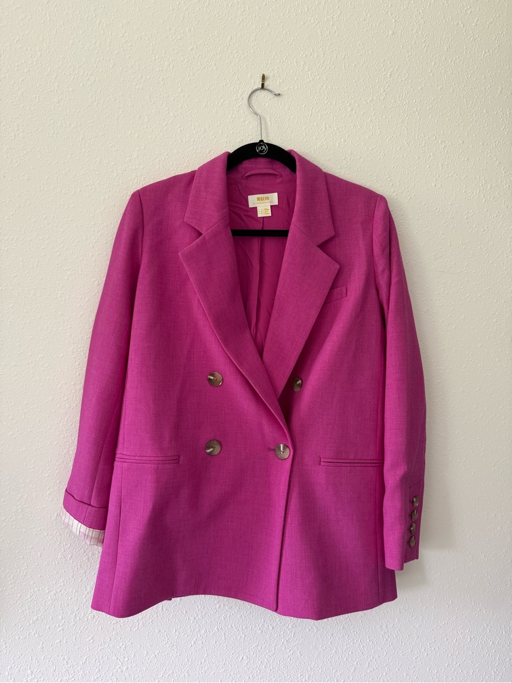 Anthropologie Double-Breasted Fuchsia Blazer